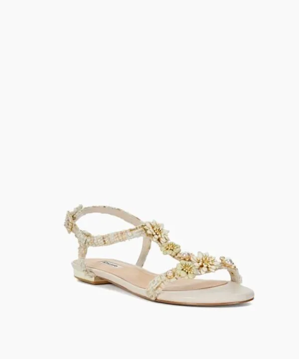 Dune London Flat Sandals Nature Natural Floral Embellished Tbar Sandals Dune London Neutral 8211 Women Dune London Flat Sandals Nature Natural Floral Embellished Tbar Sandals Dune London Neutral 8211 Women
