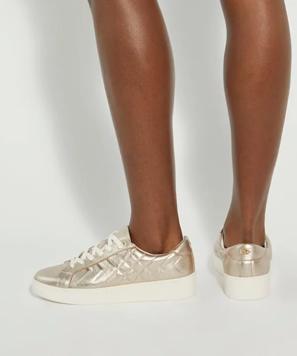 Dune London Flat Shoes Egent Gold Quilted Platform Sole LaceUp Trainers Dune London Metallic 8211 Women Dune London Flat Shoes Egent Gold Quilted Platform Sole LaceUp Trainers Dune London Metallic 8211 Women
