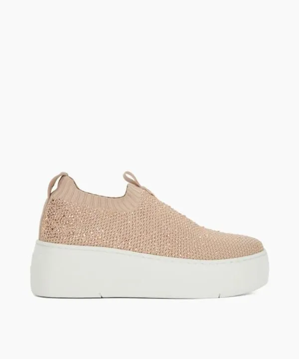 Dune London Flat Shoes Elements Blush Embellished Flatform Sock Trainers Dune London Pink 8211 Women