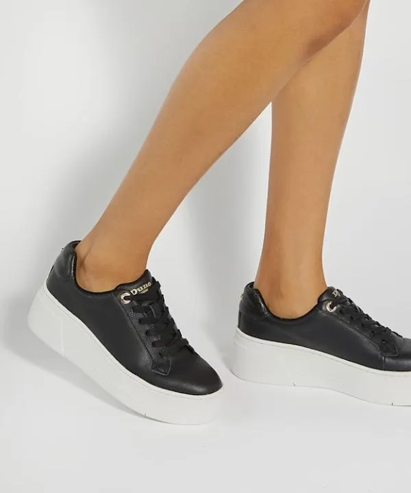 Dune London Flat Shoes Episode Black Lace Up Flatform Trainers Dune London Black Leather 8211 Women