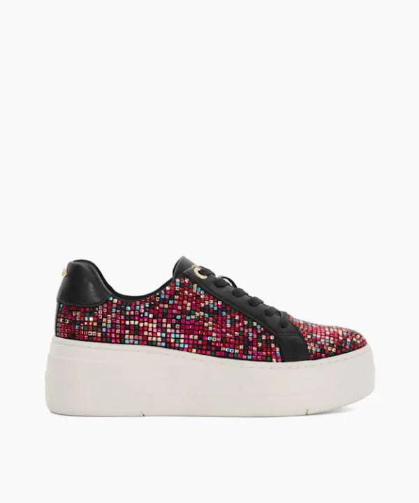 Dune London Flat Shoes Episode Multi Lace Up Flatform Trainers Dune London Multi Fabric 8211 Women