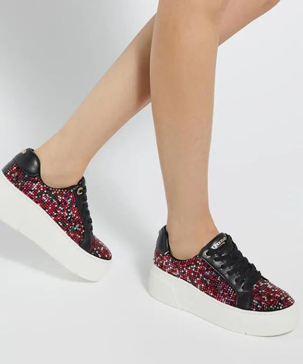 Dune London Flat Shoes Episode Multi Lace Up Flatform Trainers Dune London Multi Fabric 8211 Women