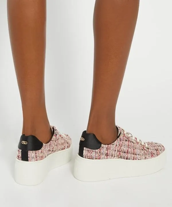 Dune London Flat Shoes Episode Pink Lace Up Flatform Trainers Dune London Pink 8211 Women