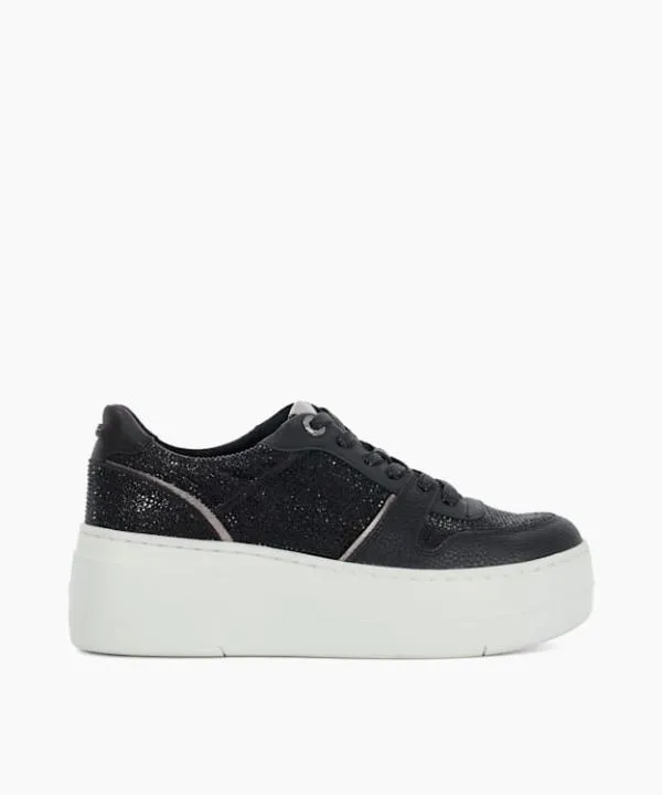 Dune London Flat Shoes Evangelyn Black Lace Up Chunky Flatform Trainers Dune London Black 8211 Women