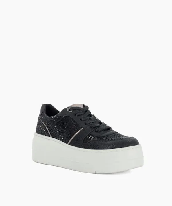 Dune London Flat Shoes Evangelyn Black Lace Up Chunky Flatform Trainers Dune London Black 8211 Women
