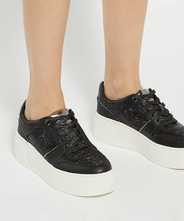 Dune London Flat Shoes Evangelyn Black Lace Up Chunky Flatform Trainers Dune London Black 8211 Women
