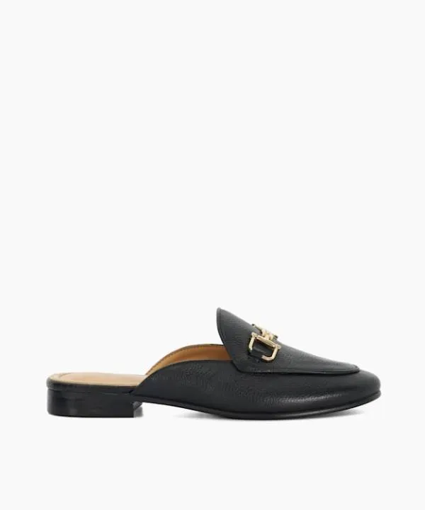 Dune London Flat Shoes Glairing Black Branded Snaffle Trim Backless Loafers Dune London Black 8211 Women