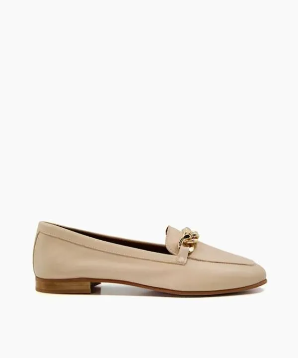Dune London Flat Shoes Goldsmith Ecru Chain Trim Leather Loafers Dune London Neutral 8211 Women