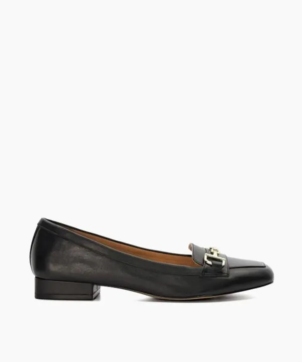 Dune London Flat Shoes Graice Black Branded Snaffle Trim Square Toe Loafer Dune London Black 8211 Women