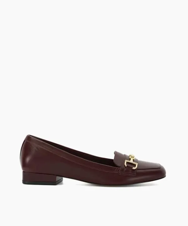 Dune London Flat Shoes Graice Dark Red Branded Snaffle Trim Square Toe Loafer Dune London Red 8211 Women