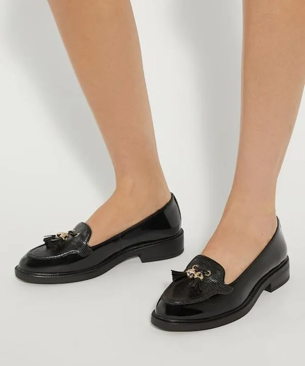 Dune London Flat Shoes Grape Black Patent Tassel Loafers Dune London Black 8211 Women