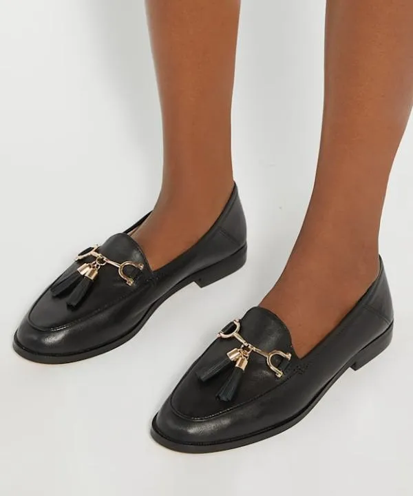 Dune London Flat Shoes Graysons Black Leather Tassel Trimmed Loafers Dune London Black 8211 Women Dune London Flat Shoes Graysons Black Leather Tassel Trimmed Loafers Dune London Black 8211 Women