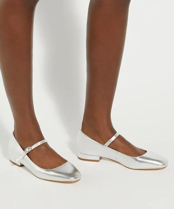 Dune London Flat Shoes Habbs Silver Silver Low Heel Mary Janes Dune London Metallic 8211 Women