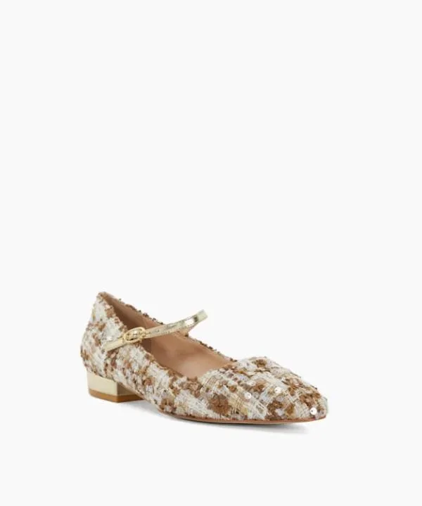 Dune London Flat Shoes Halliees Beige Textured Low Heel Mary Janes Dune London Neutral 8211 Women