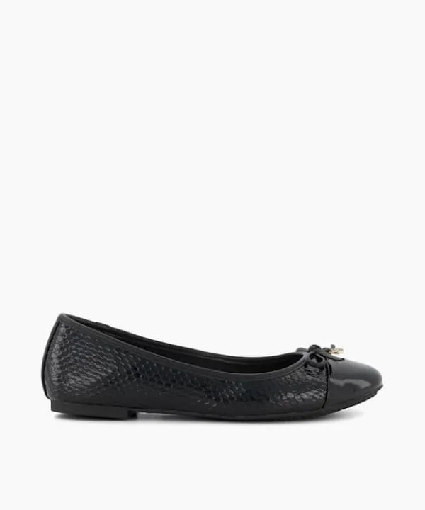Dune London Flat Shoes Hallo Black Wide Fit CharmDetail Ballet Shoes Dune London Black 8211 Women