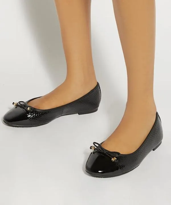 Dune London Flat Shoes Hallo Black Wide Fit CharmDetail Ballet Shoes Dune London Black Synthetic 8211 Women