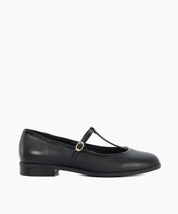 Dune London Flat Shoes Haye Black Casual TBar Ballet Flats Dune London Black 8211 Women