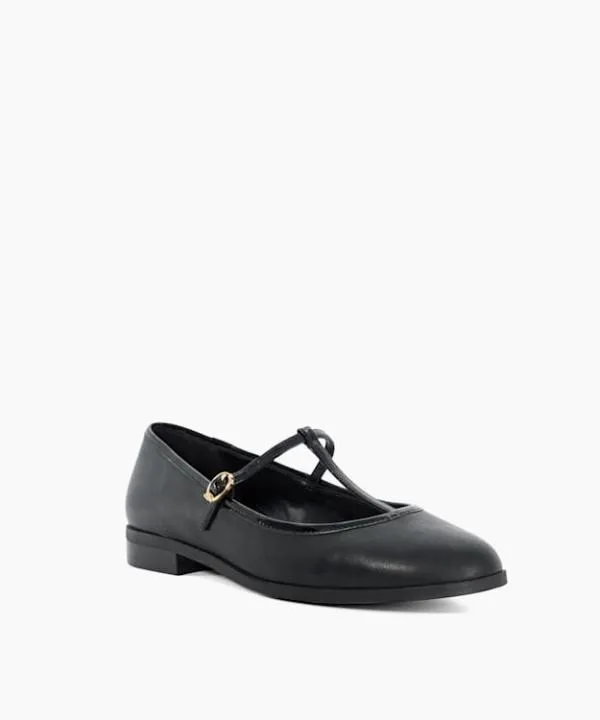 Dune London Flat Shoes Haye Black Casual TBar Ballet Flats Dune London Black 8211 Women