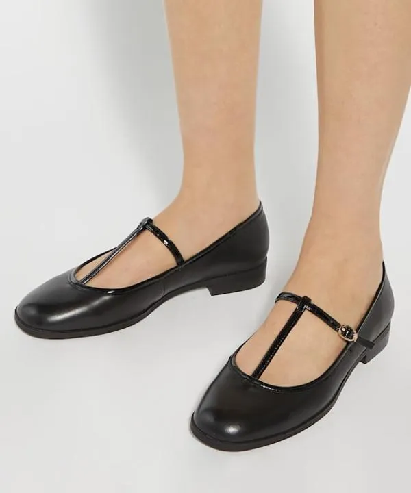 Dune London Flat Shoes Haye Black Casual TBar Ballet Flats Dune London Black 8211 Women