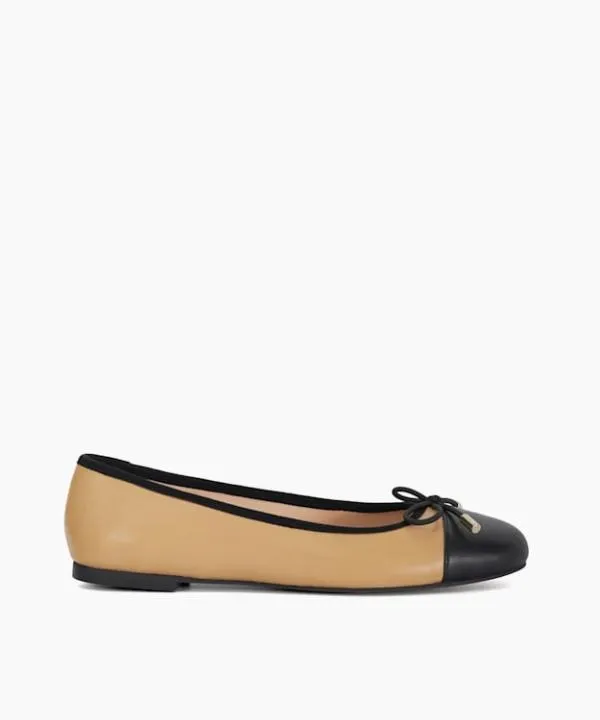 Dune London Flat Shoes Highest Camel Toe Cap Ballet Pump Dune London Brown 8211 Women
