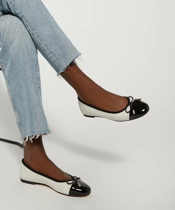 Dune London Flat Shoes Highest Cream Toe Cap Ballet Pump Dune London White 8211 Women