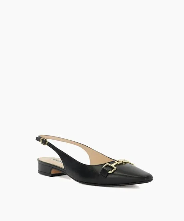 Dune London Flat Shoes Hopewell Black Branded Snaffle Trim Slingback Flats Dune London Black 8211 Women