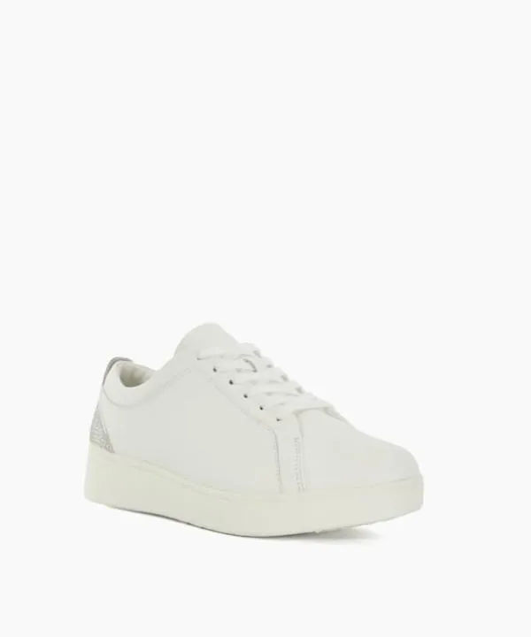 Dune London Flat Shoes Rally Crystal White Lace Up Flatform Trainers Dune London White 8211 Women