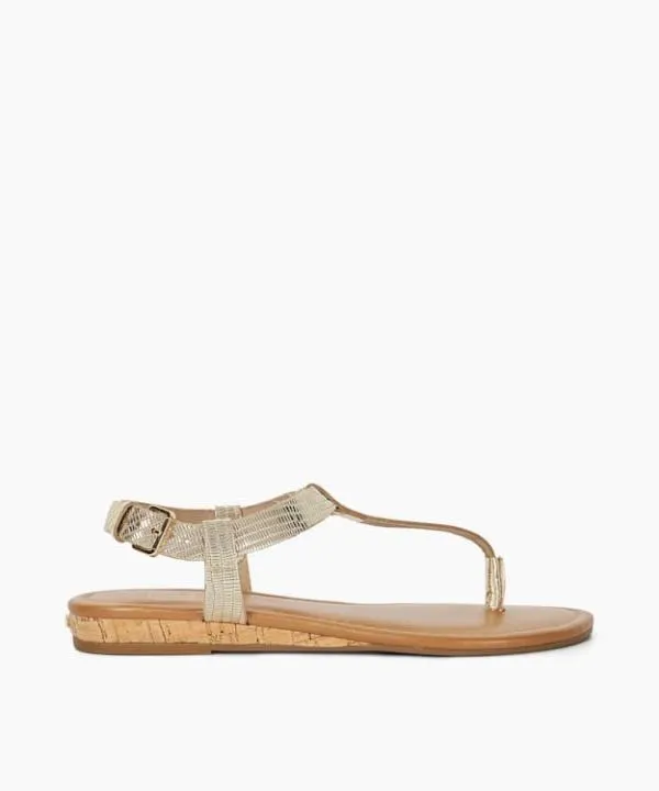 Dune London Gold Sandals Lari Gold Reptile Metallic Leather Cork Wedge Sandals Dune London Metallic 8211 Women