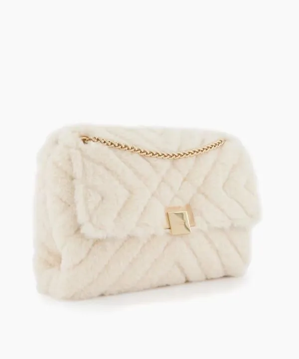 Dune London Handbags Dancefloor Cream Quilted Faux Fur Bag Dune London White 8211 Women Dune London Handbags Dancefloor Cream Quilted Faux Fur Bag Dune London White 8211 Women
