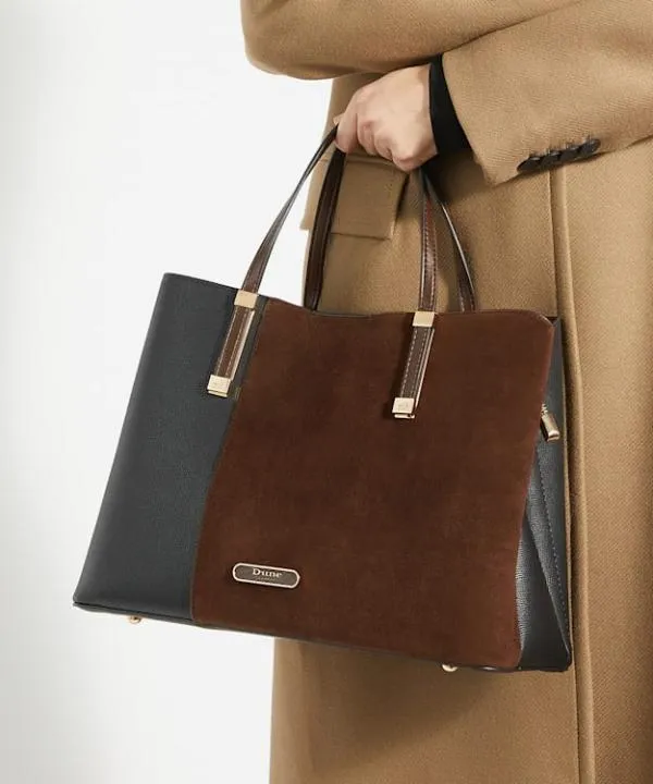Dune London Handbags Dorry Dark Brown Textured Tote Bag Dune London Brown 8211 Women