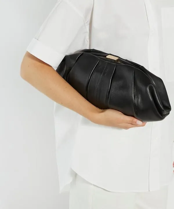 Dune London Handbags Drapery Black Oversized Leather Handheld Clutch Dune London Black 8211 Women Dune London Handbags Drapery Black Oversized Leather Handheld Clutch Dune London Black 8211 Women