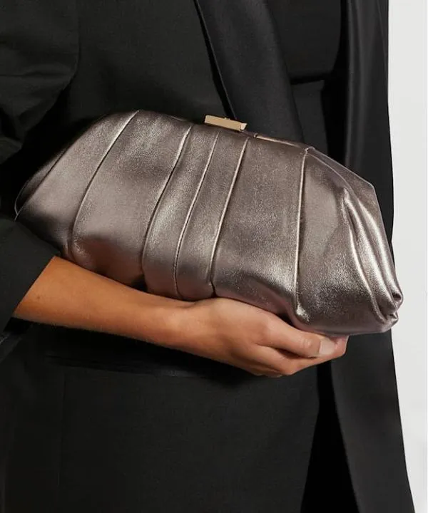 Dune London Handbags Drapery Pewter Oversized Leather Handheld Clutch Dune London Metallic 8211 Women Dune London Handbags Drapery Pewter Oversized Leather Handheld Clutch Dune London Metallic 8211 Women