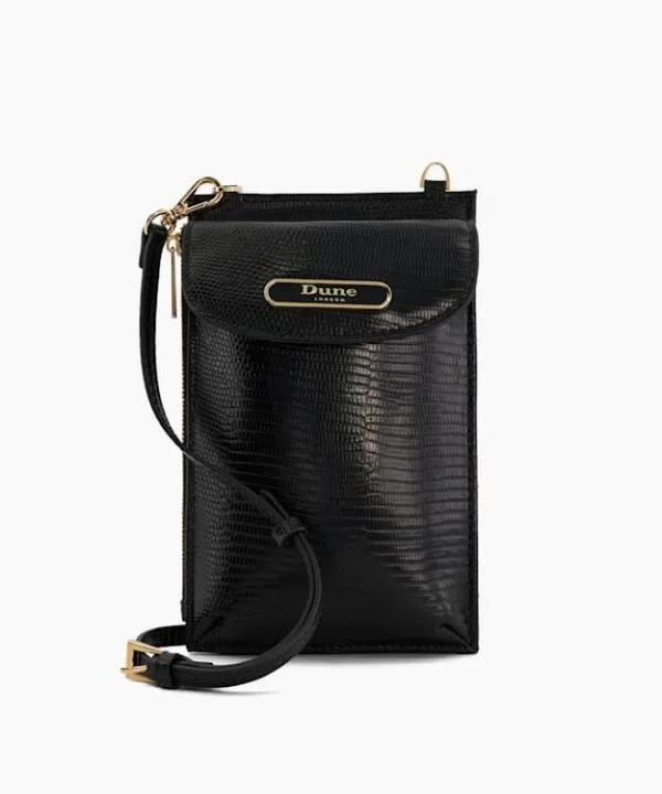 Dune London Handbags Shellies Black Multifunctional ReptileEffect Phone Case Dune London Black 8211 Women Dune London Handbags Shellies Black Multifunctional ReptileEffect Phone Case Dune London Black 8211 Women