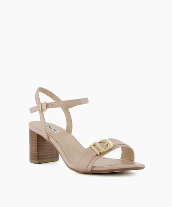 Dune London Heeled Sandals Jessie Blush Wide Fit BrandedBuckle Heeled Sandals Dune London Pink 8211 Women