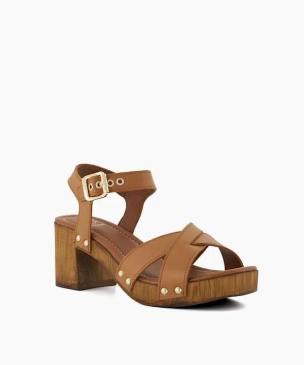 Dune London Heeled Sandals Judies Tan Leather Cross Strap Clog Heels Dune London Brown 8211 Women Dune London Heeled Sandals Judies Tan Leather Cross Strap Clog Heels Dune London Brown 8211 Women