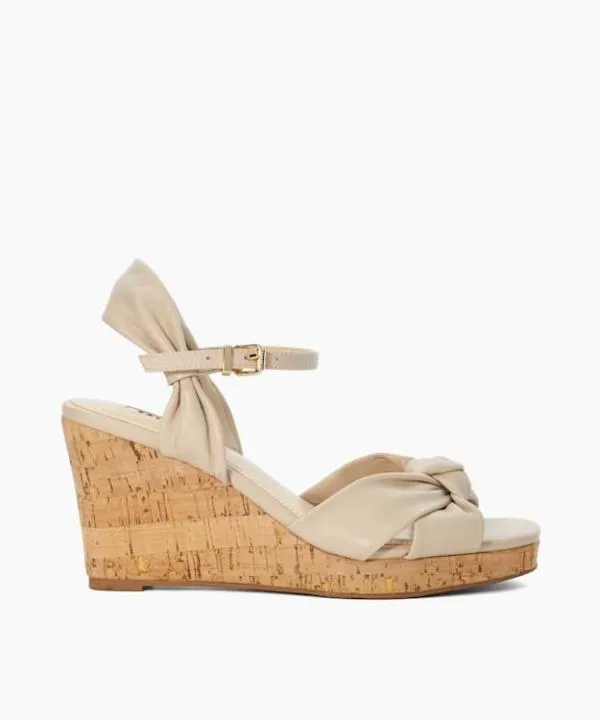 Dune London Heeled Sandals Kaino Ecru Leather Cork Wedge Dune London Neutral 8211 Women