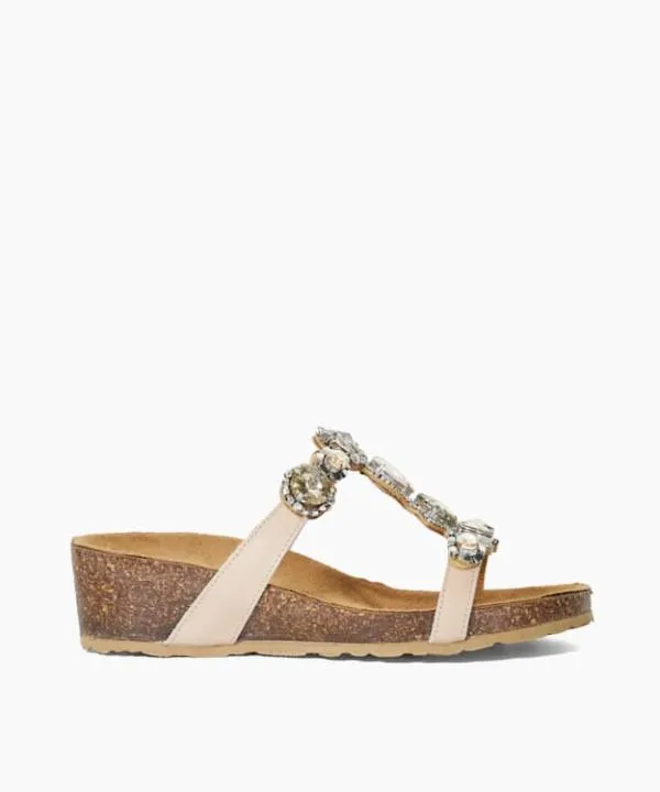 Dune London Heeled Sandals Kaleidoscopes Ecru Embellished Cork Wedge Sandals Dune London Neutral 8211 Women