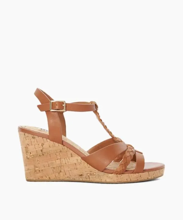 Dune London Heeled Sandals Koali Tan Plait Strap Cork Wedge Sandals Dune London Brown 8211 Women