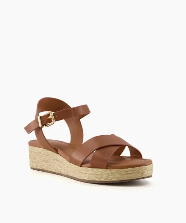Dune London Heeled Sandals Linnie Tan Wide Fit Woven Flatform Sandals Dune London Brown 8211 Women