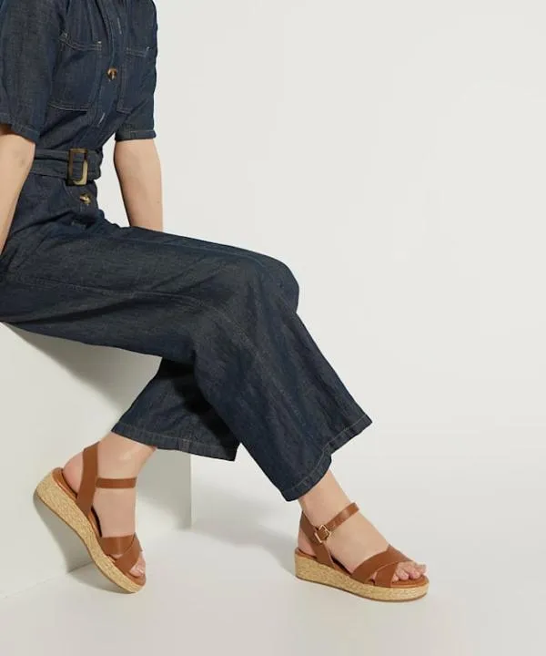 Dune London Heeled Sandals Linnie Tan Wide Fit Woven Flatform Sandals Dune London Brown 8211 Women