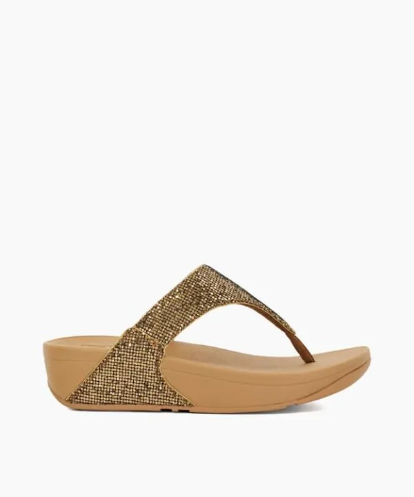 Dune London Heeled Sandals Lulu Glitterbal Gold Glitter Toe Post Wedge Sandals Dune London Metallic 8211 Women