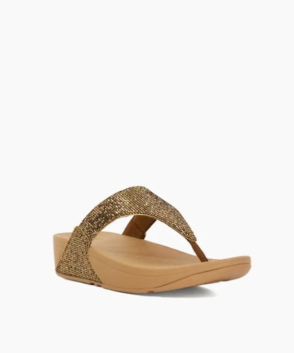 Dune London Heeled Sandals Lulu Glitterbal Gold Glitter Toe Post Wedge Sandals Dune London Metallic 8211 Women
