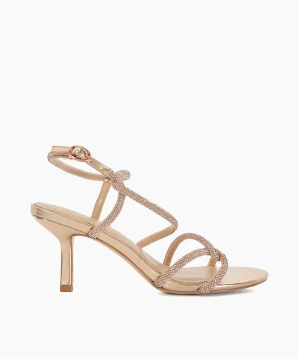 Dune London Heeled Sandals Malfi Rose Gold Embellished Strappy Heeled Sandals Dune London Metallic 8211 Women