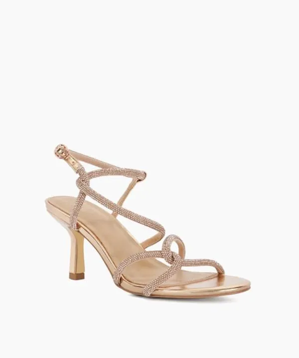 Dune London Heeled Sandals Malfi Rose Gold Embellished Strappy Heeled Sandals Dune London Metallic 8211 Women