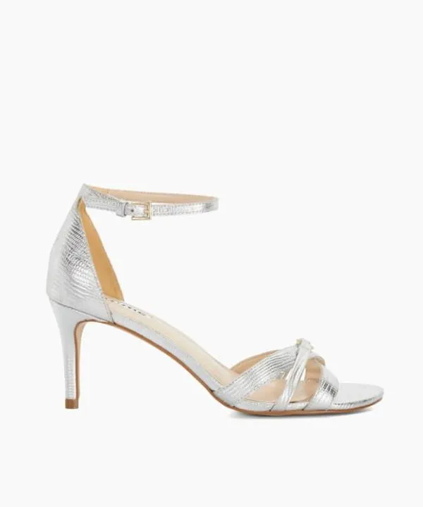 Dune London Heeled Sandals Minnow Silver Multi Strap Open Toe Heel Sandals Dune London Metallic 8211 Women