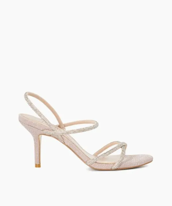 Dune London Heeled Sandals Miraculous Rose Gold Embellished Strap High Heel Sandals Dune London Metallic 8211 Women