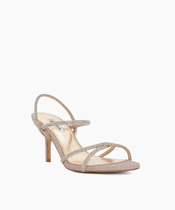 Dune London Heeled Sandals Momentum Rose Gold Wide Fit Diamante Open Toe Heels Dune London Metallic 8211 Women