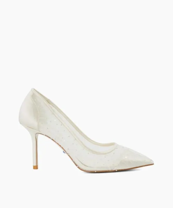 Dune London Heels Bespoke Ivory Sequin Pleated Court Wedding Shoes Dune London White 8211 Women
