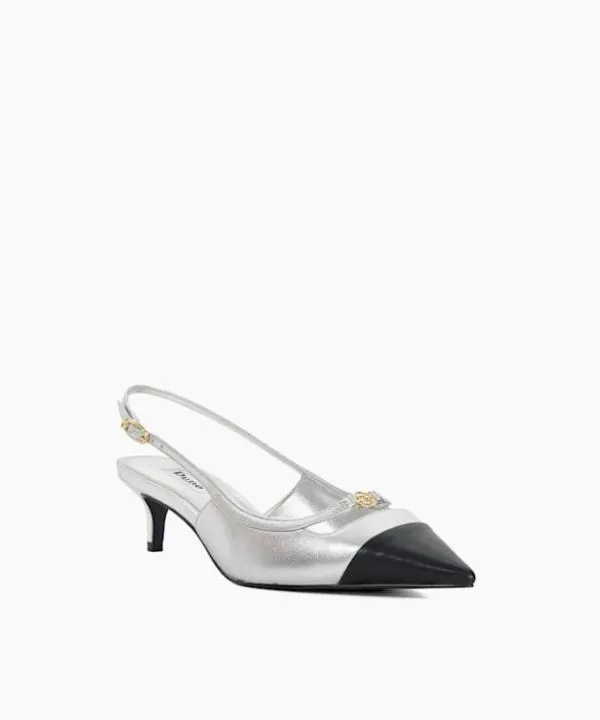 Dune London Heels Capsule Silver Contrast Toe Slingback Kitten Heel Sandals Dune London Metallic 8211 Women Dune London Heels Capsule Silver Contrast Toe Slingback Kitten Heel Sandals Dune London Metallic 8211 Women