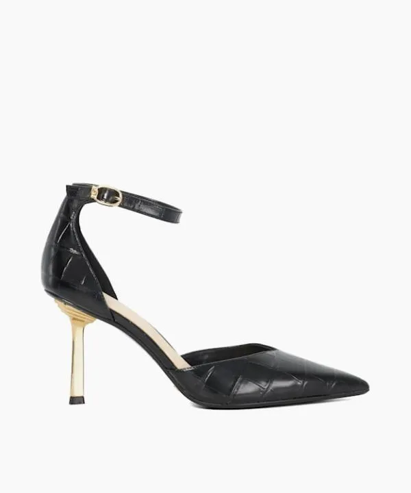 Dune London Heels Colly Black Ankle Strap Emerald Heel Court Shoes Dune London Black 8211 Women